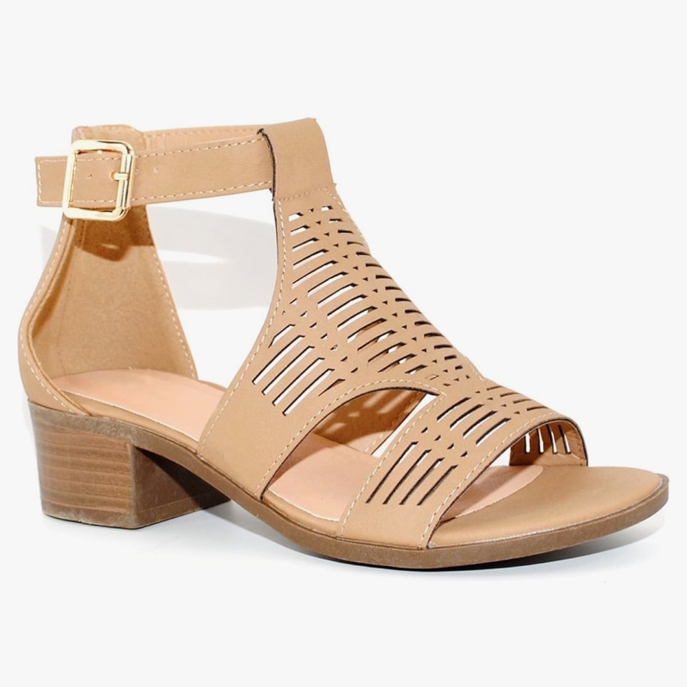 New In Box Tan Block Heel Sandals
